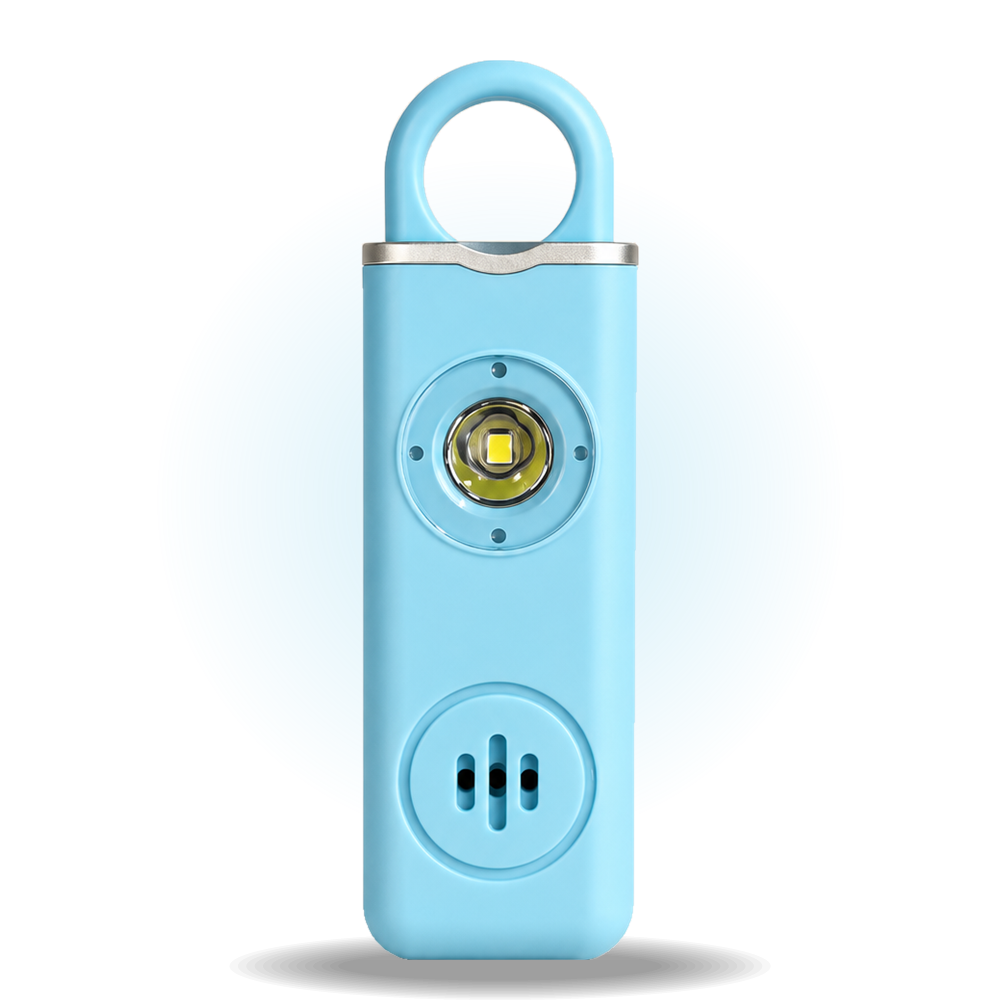 Alarmette bleue, alarme personnelle de poche avec sirène 130 dB et flash LED